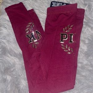 ✨ VS PINK MAROON , BLING LEGGINGS ✨